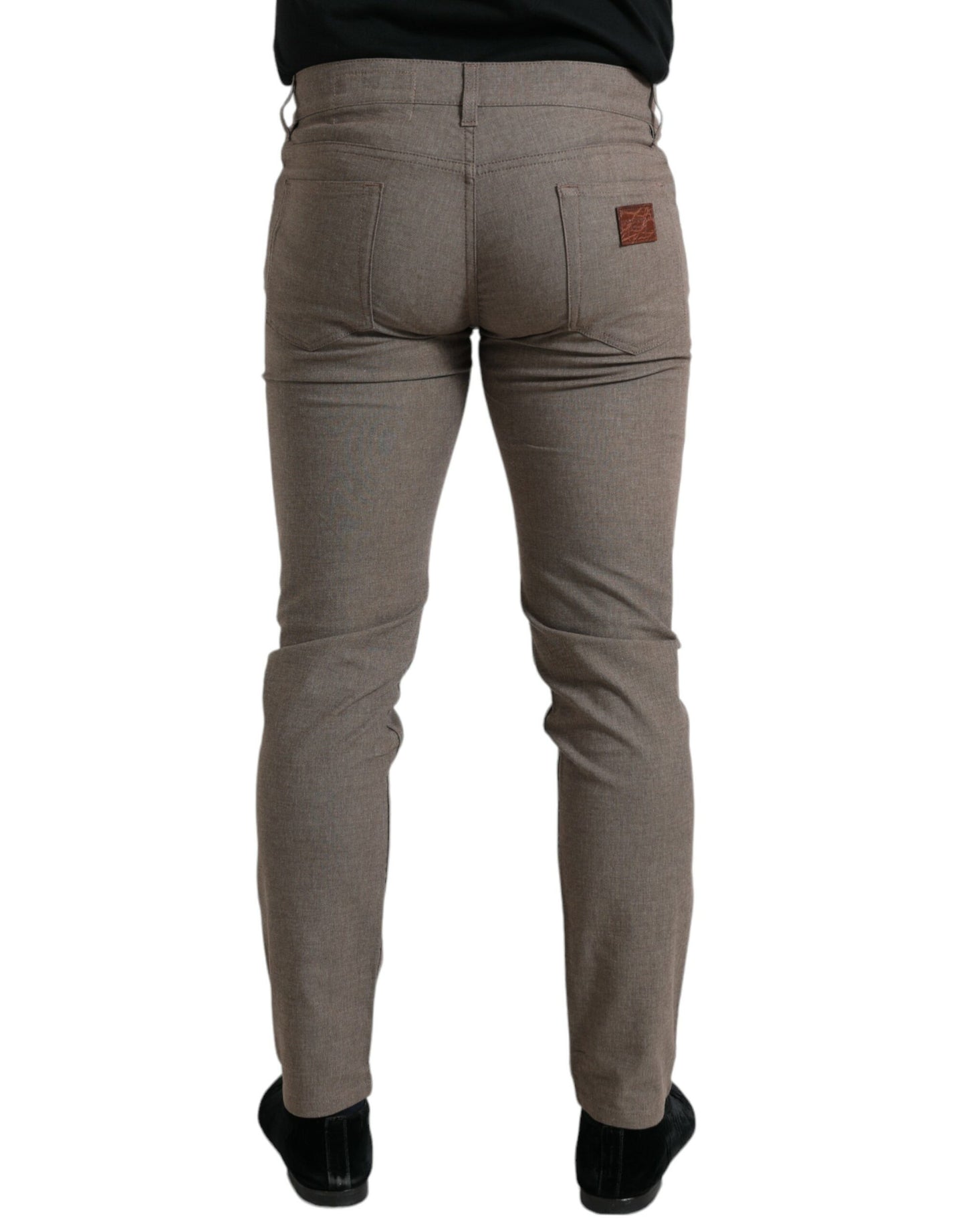 Dolce &amp; Gabbana Elegant brown cotton stretch skinny pants