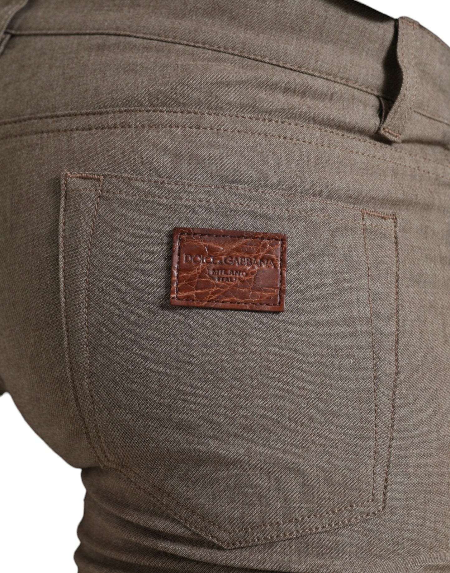 Dolce &amp; Gabbana Elegant brown cotton stretch skinny pants