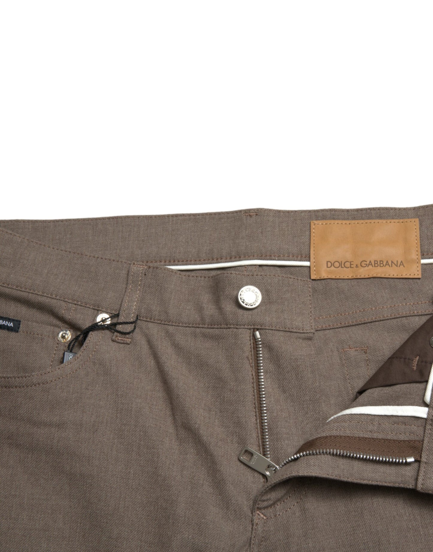 Dolce &amp; Gabbana Elegant brown cotton stretch skinny pants