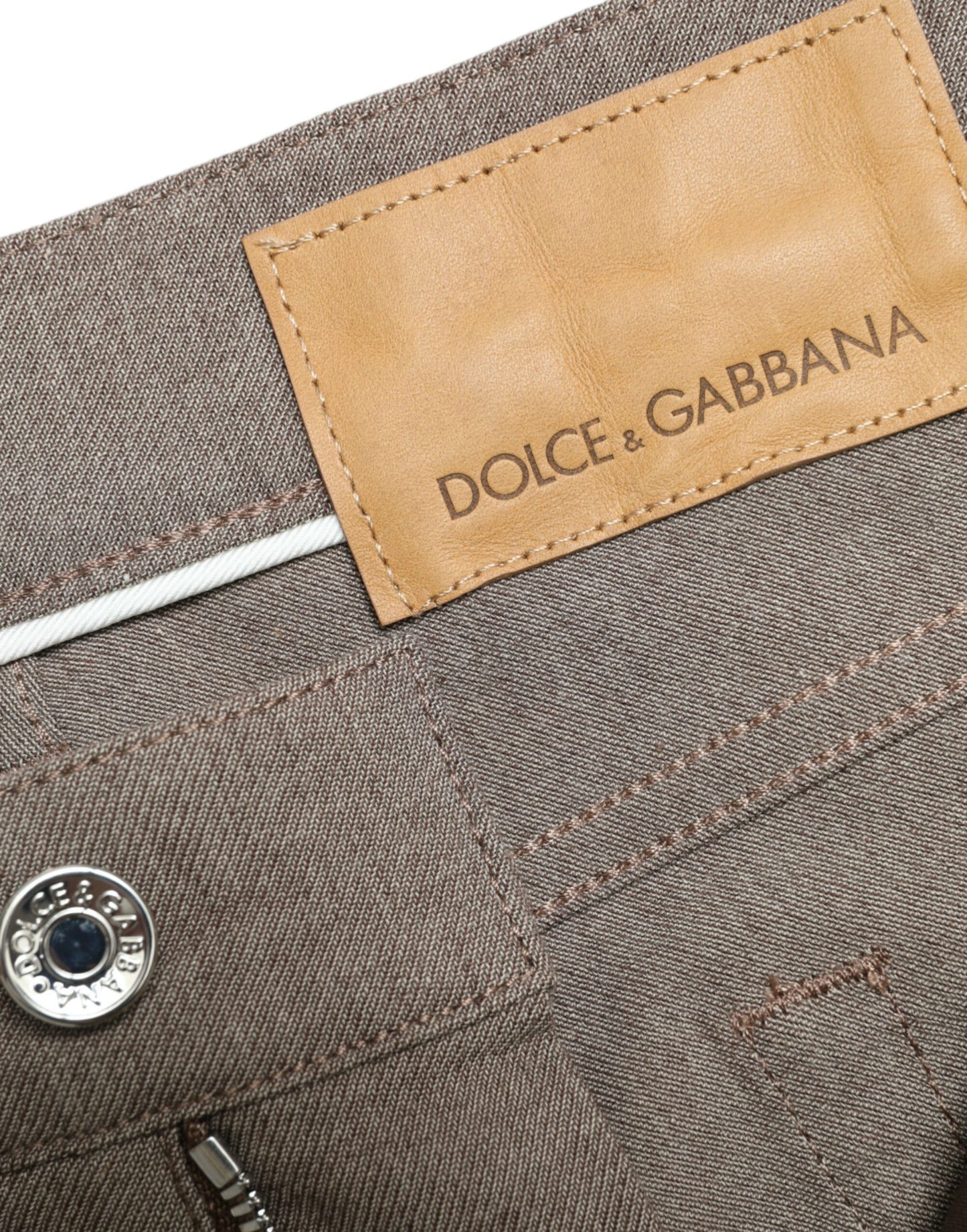 Dolce &amp; Gabbana Elegant brown cotton stretch skinny pants