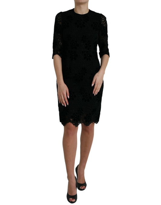 Dolce &amp; Gabbana Elegant sheath dress with floral lace