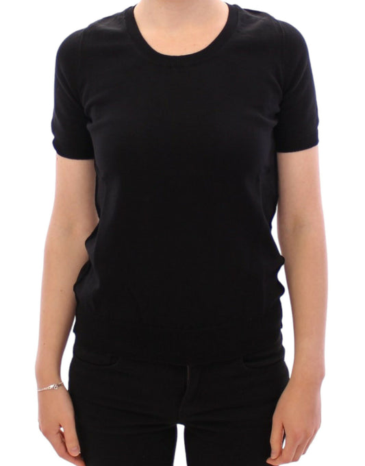 Dolce &amp; Gabbana Elegant Black Cotton Crew Neck T-Shirt