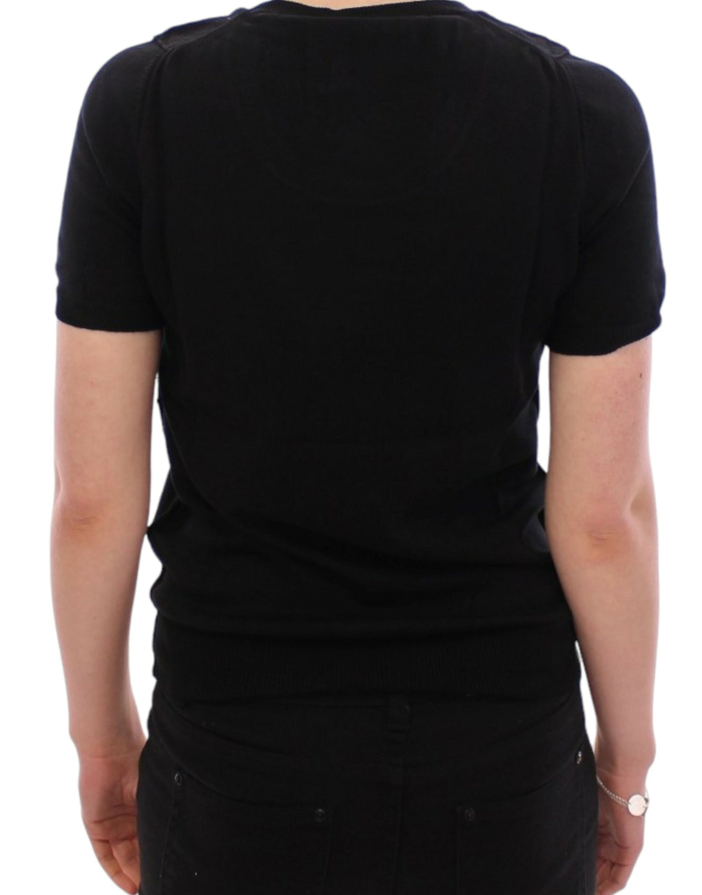 Dolce &amp; Gabbana Elegant Black Cotton Crew Neck T-Shirt