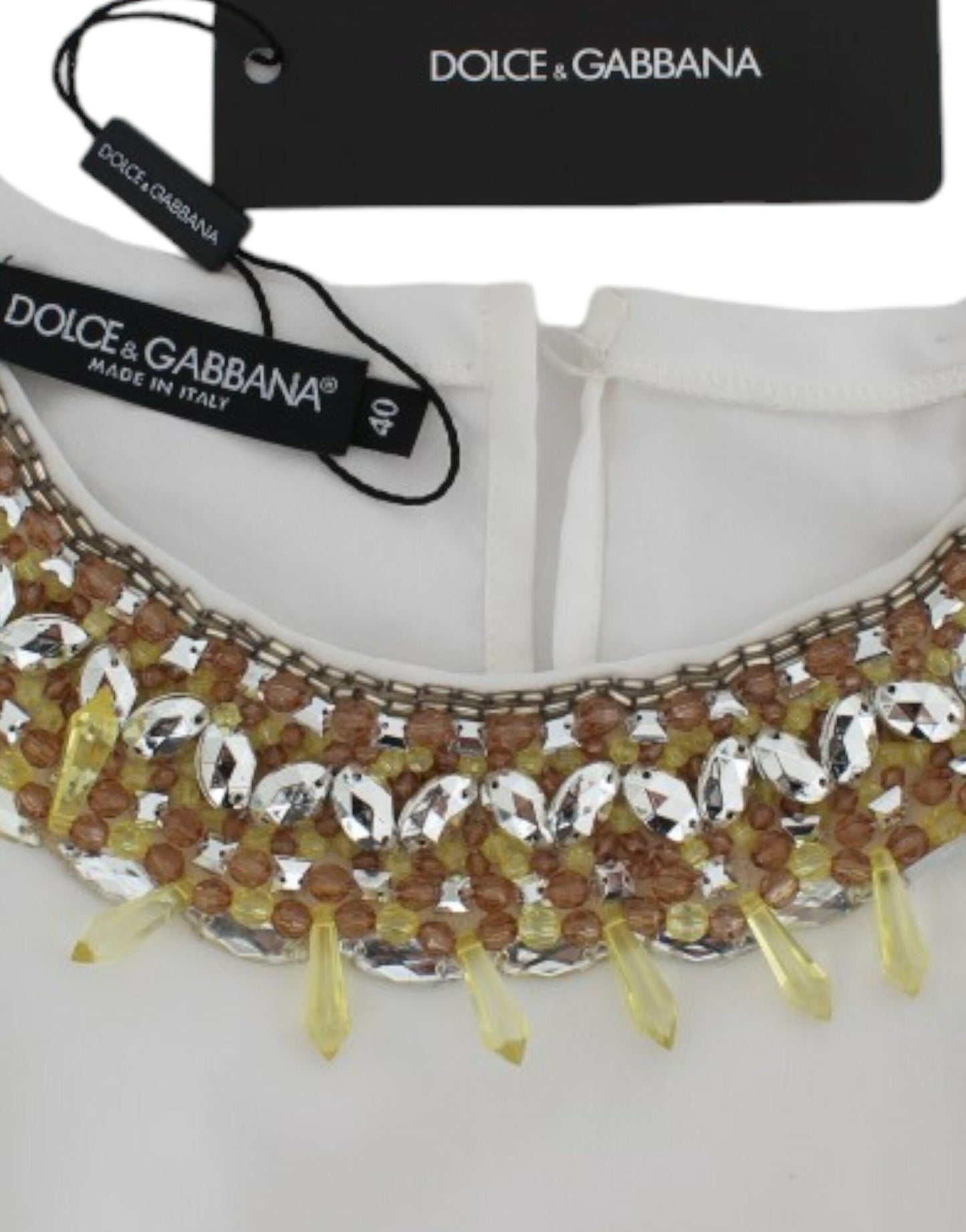 Dolce &amp; Gabbana Elegant sleeveless silk blouse with crystal embellishment