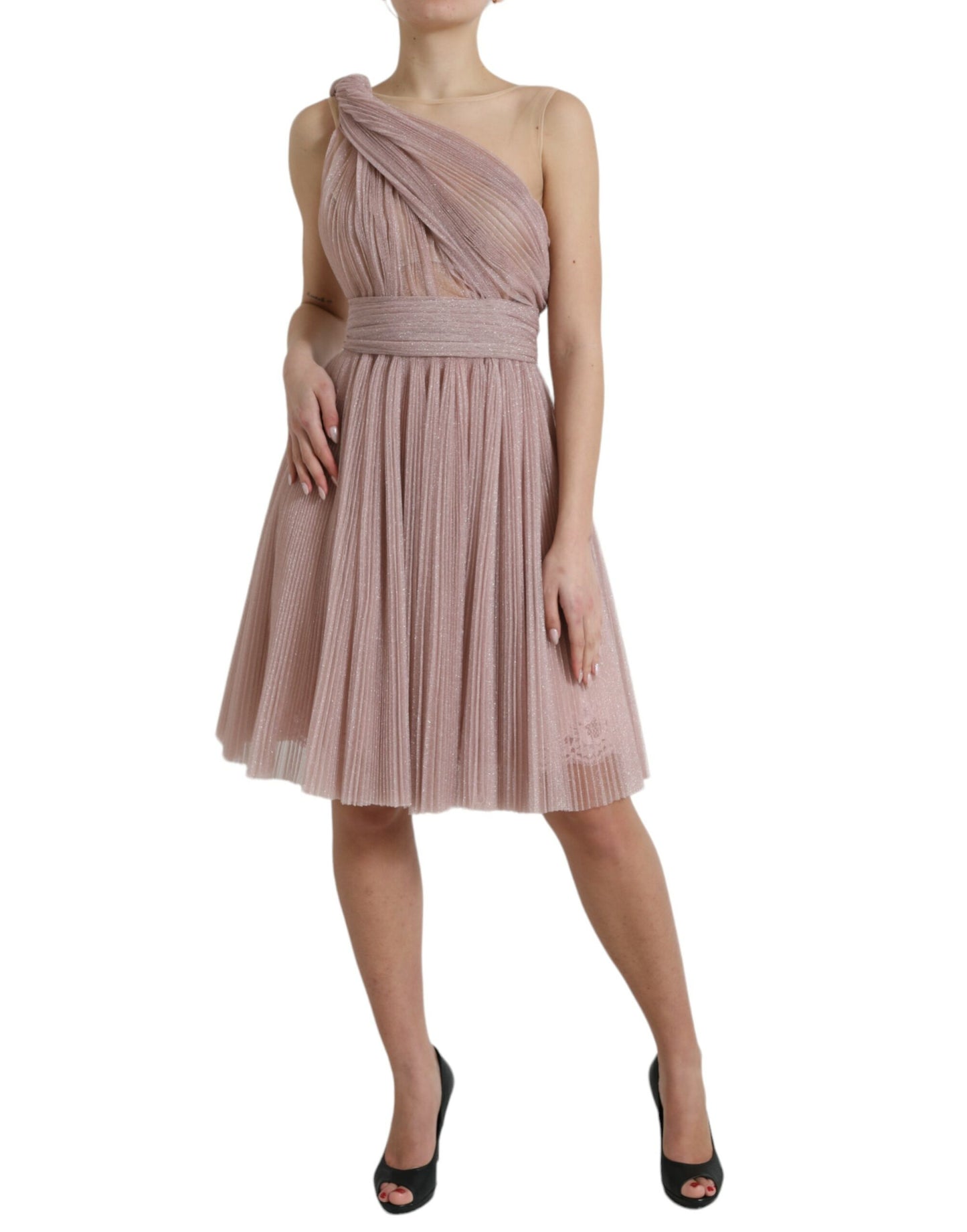 Dolce & Gabbana Elegantes asymmetrisches rosa Tüllkleid