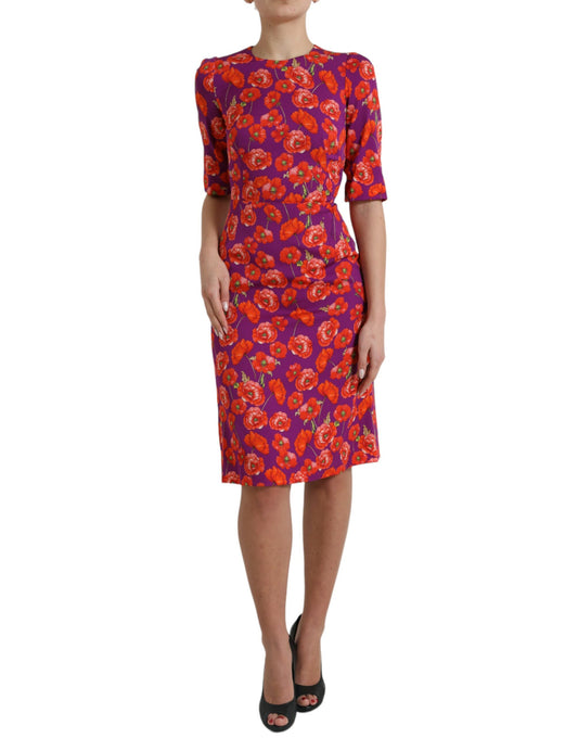 Dolce &amp; Gabbana Vibrant Floral Silk Charmeuse Dress