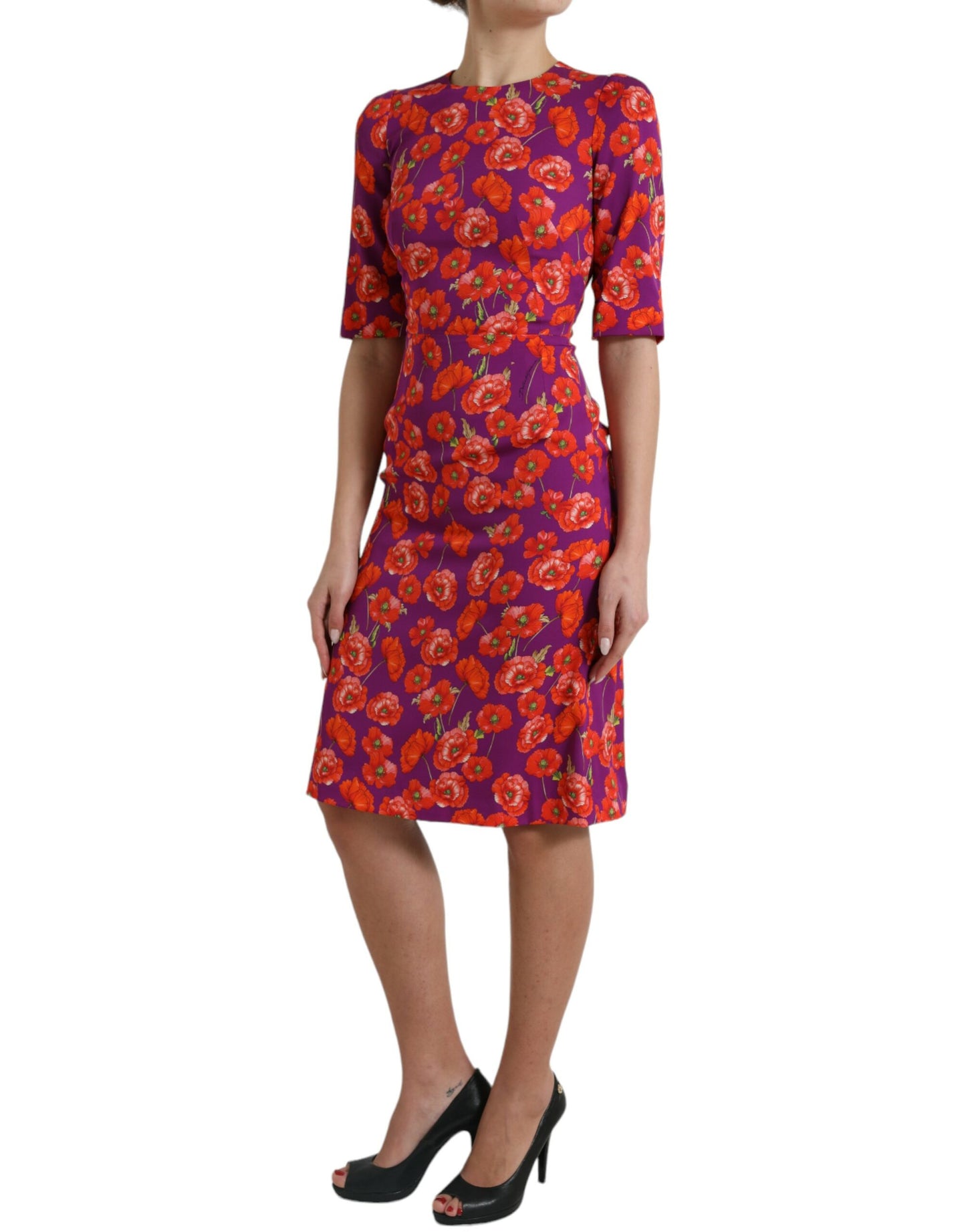 Dolce &amp; Gabbana Vibrant Floral Silk Charmeuse Dress