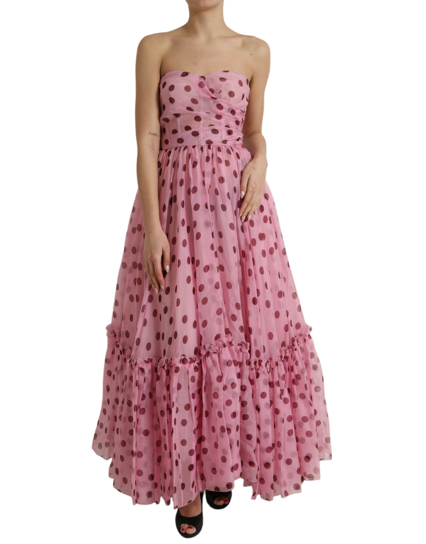 Dolce &amp; Gabbana Chic strapless silk A-line dress in pink