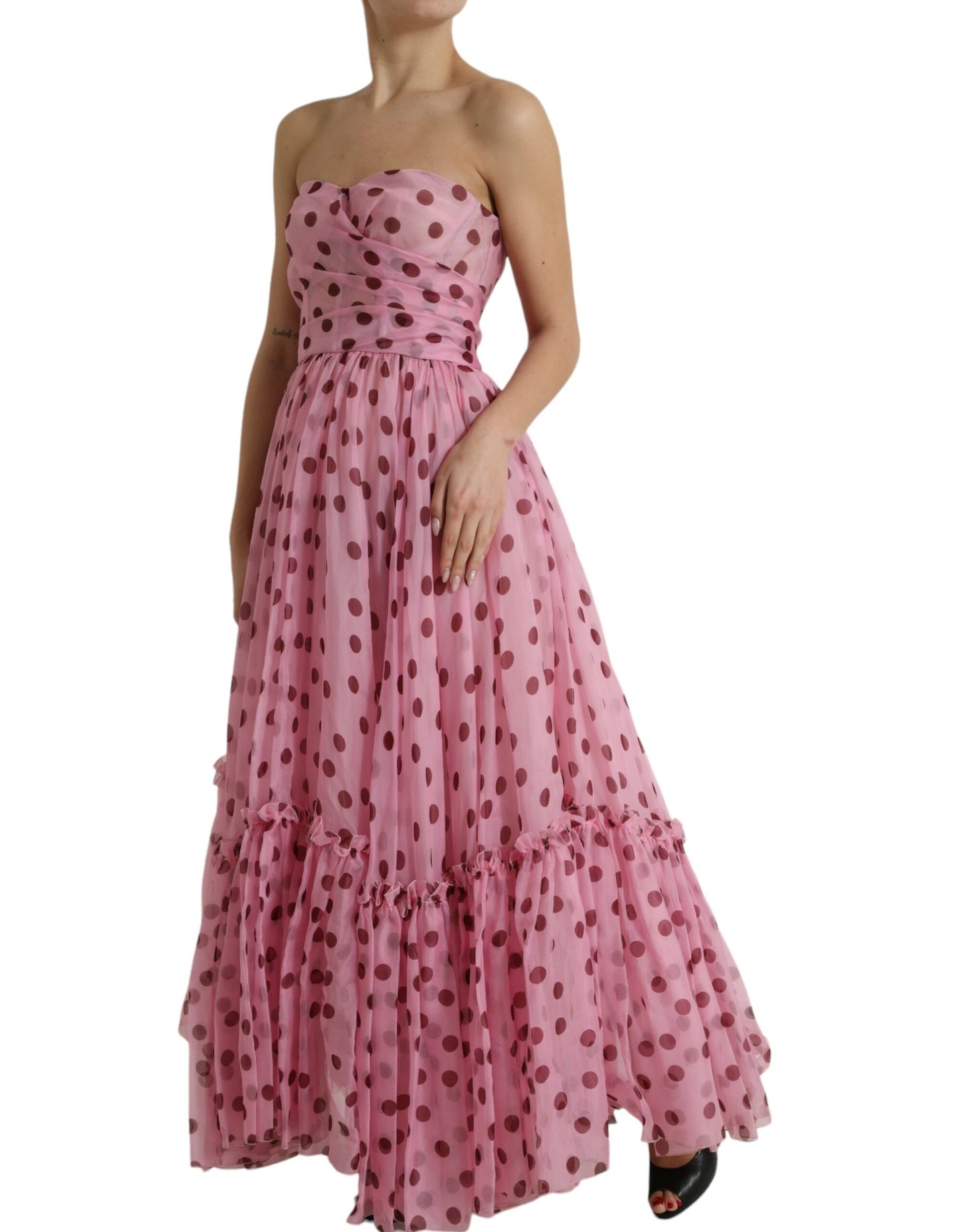 Dolce &amp; Gabbana Chic strapless silk A-line dress in pink