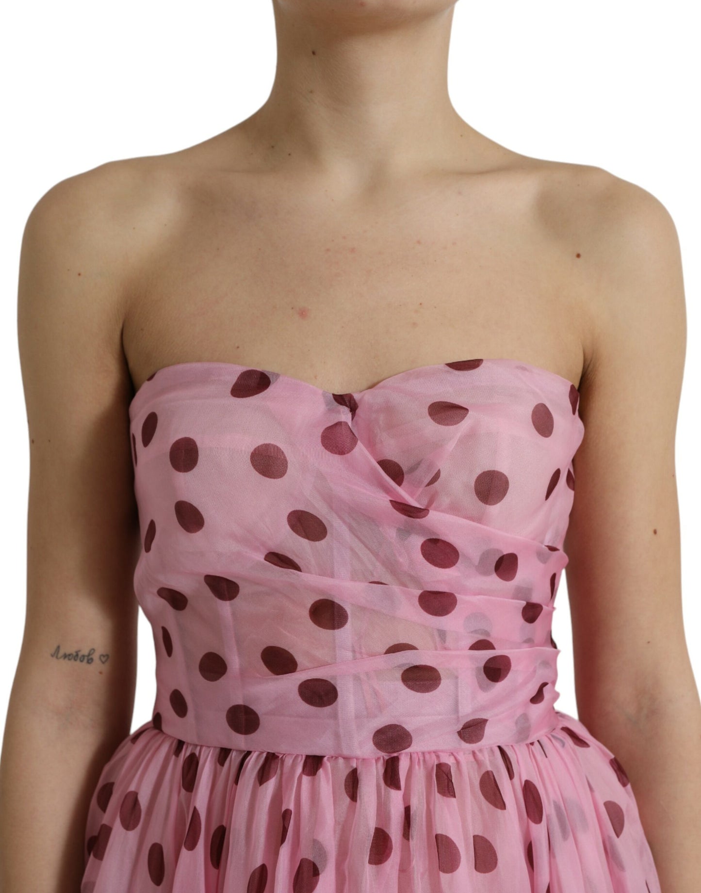 Dolce &amp; Gabbana Chic strapless silk A-line dress in pink