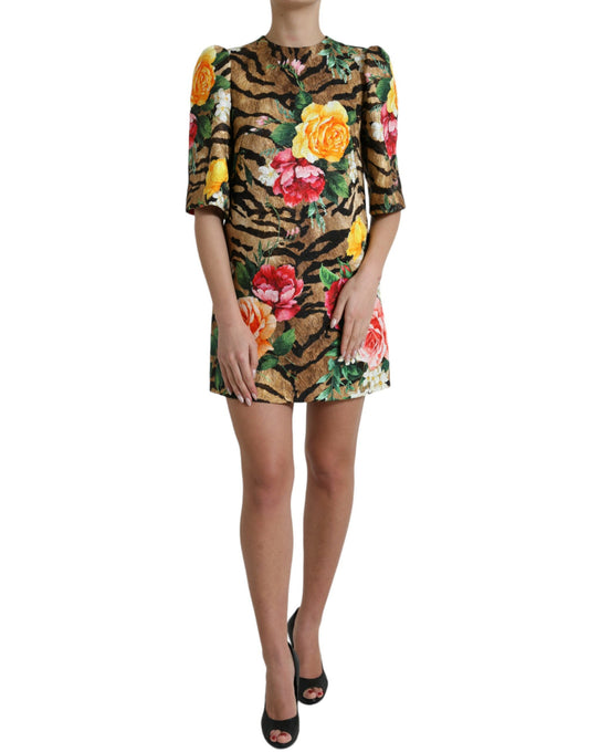 Dolce & Gabbana Mini-Shiftkleid mit Tier- und Blumenmuster