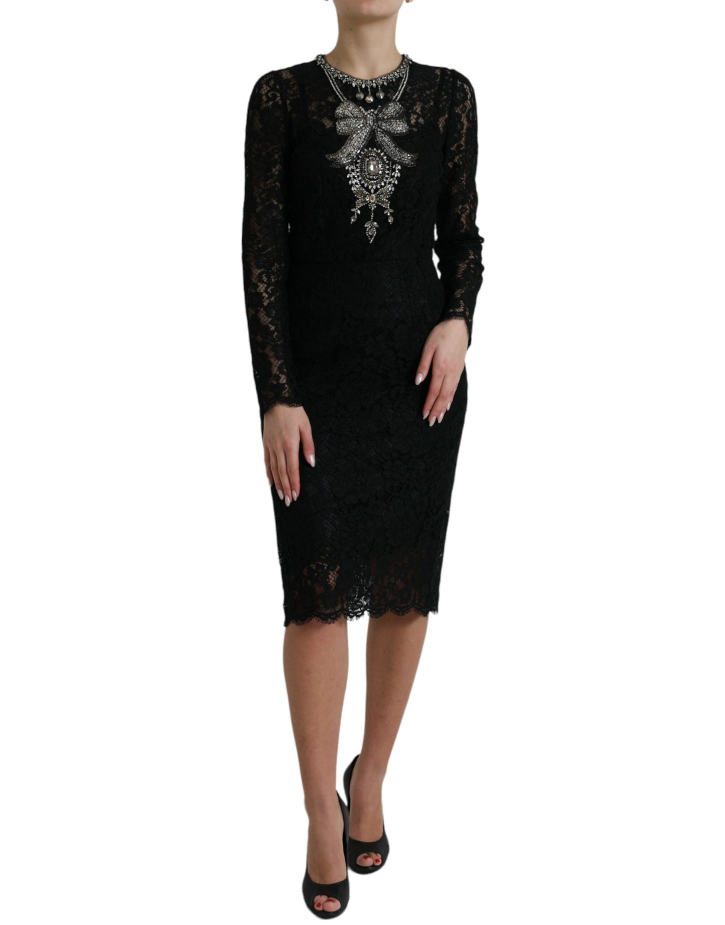 Dolce &amp; Gabbana Elegant sheath dress with crystal embellishments