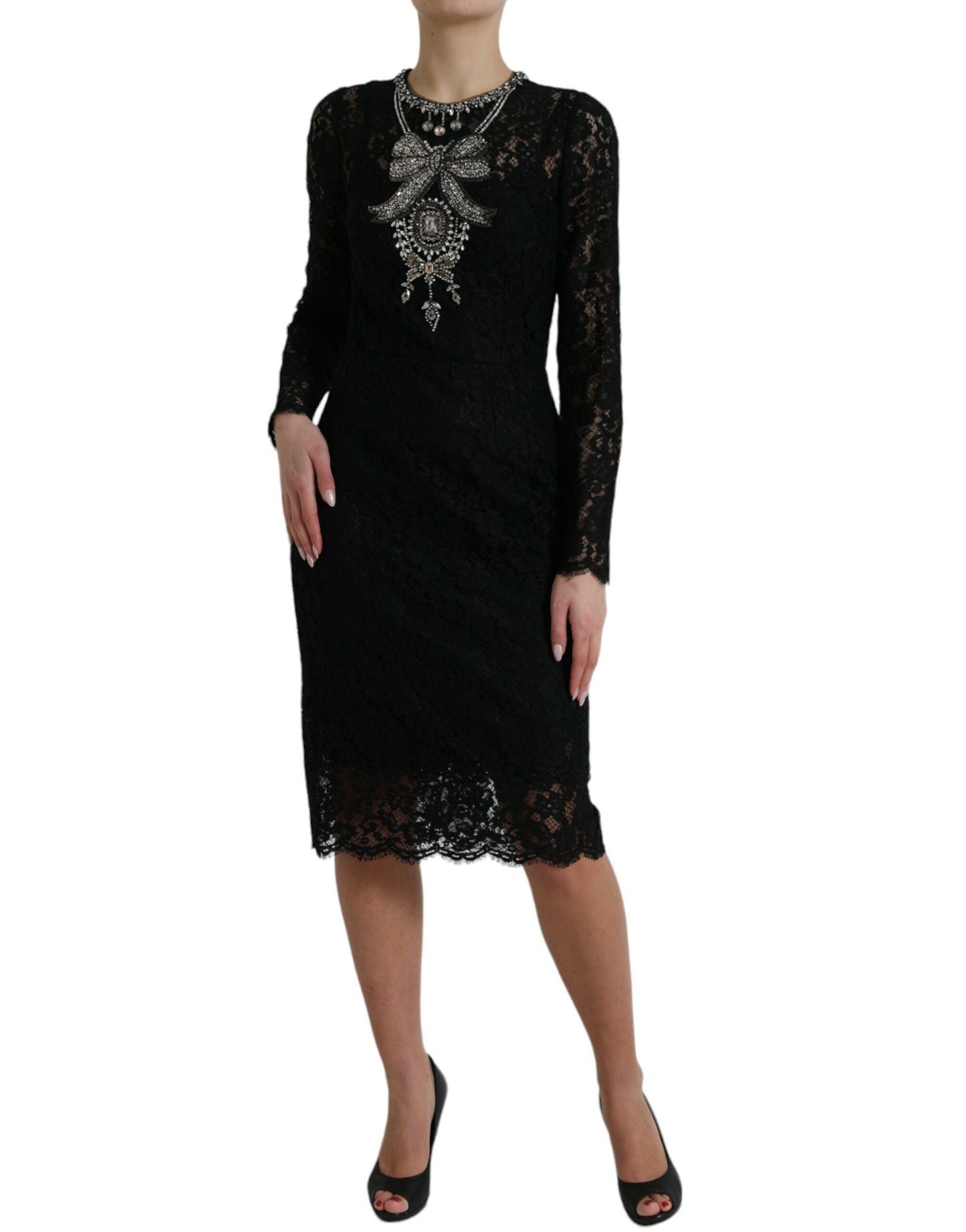 Dolce &amp; Gabbana Elegant sheath dress with crystal embellishments