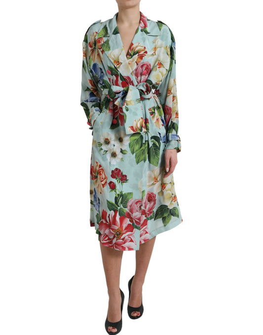 Dolce &amp; Gabbana Elegant floral silk trench coat