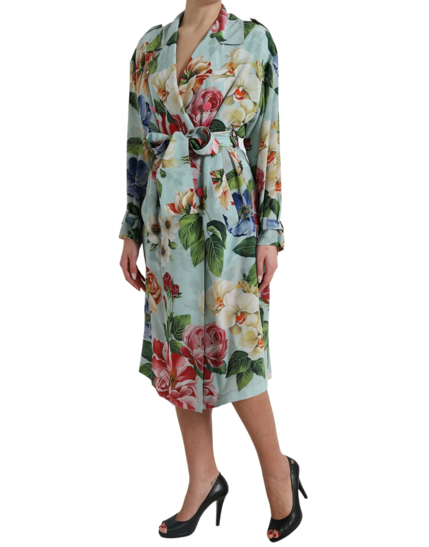 Dolce &amp; Gabbana Elegant floral silk trench coat