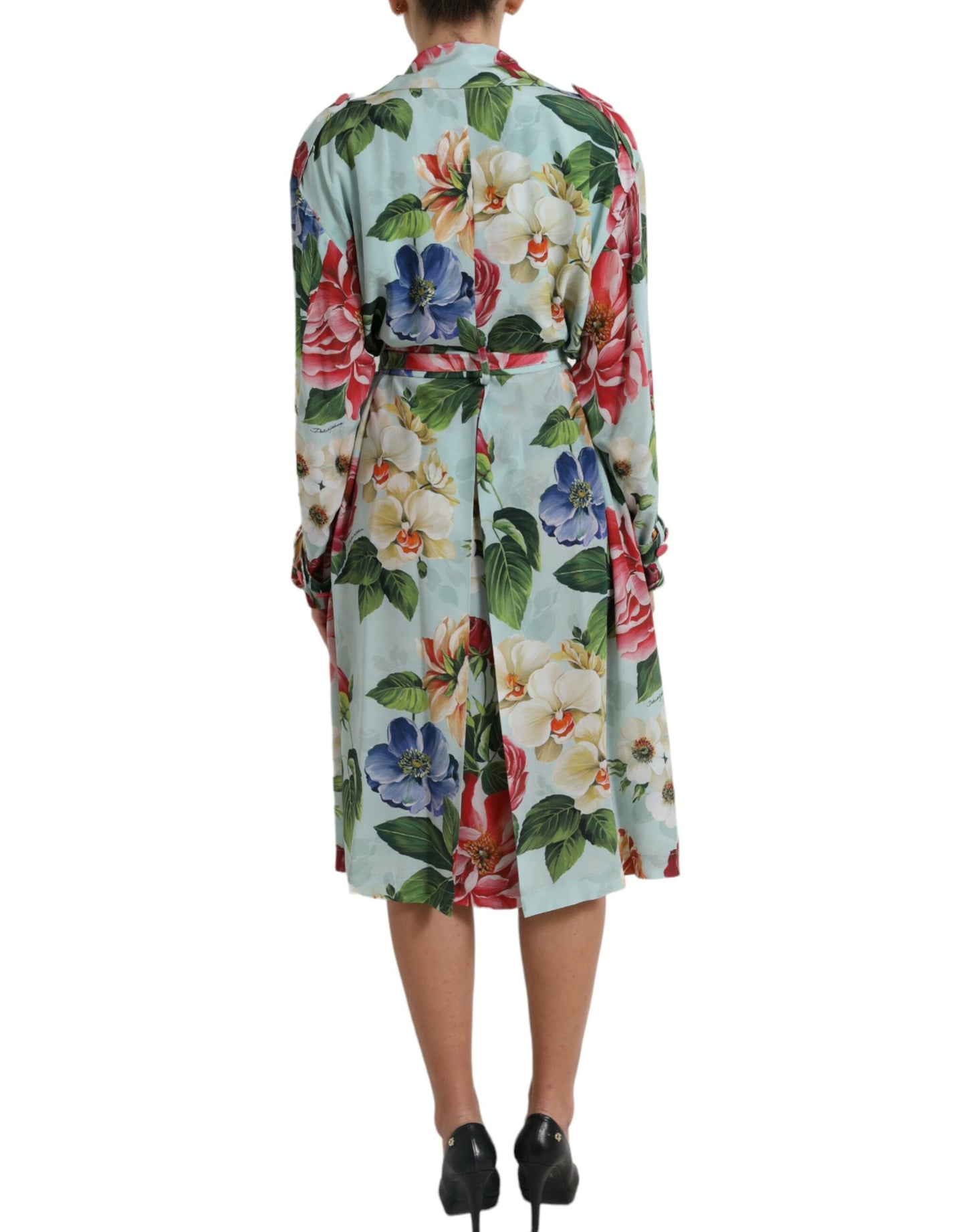 Dolce &amp; Gabbana Elegant floral silk trench coat