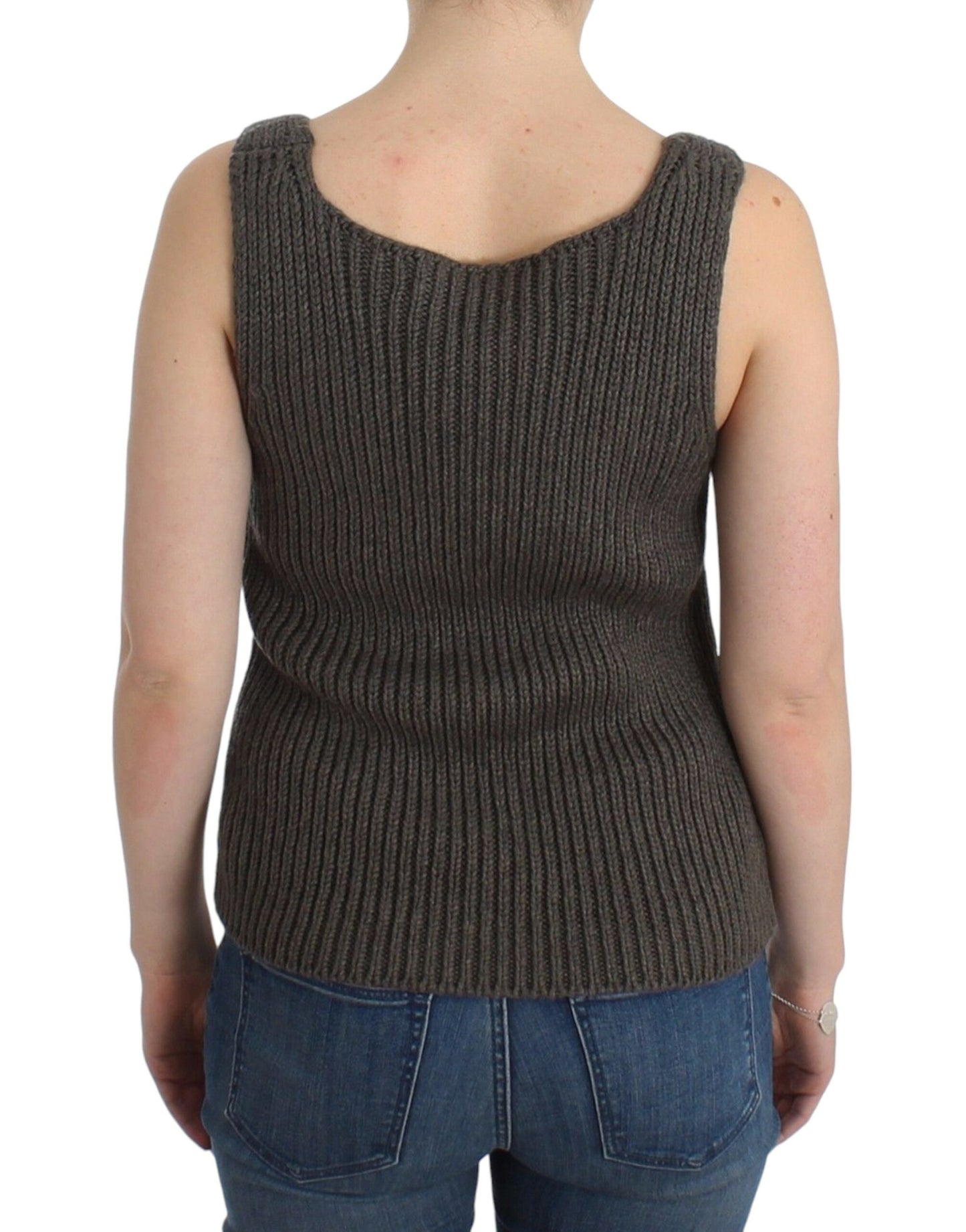 Ermanno Scervino Chic grey knit top with round neck