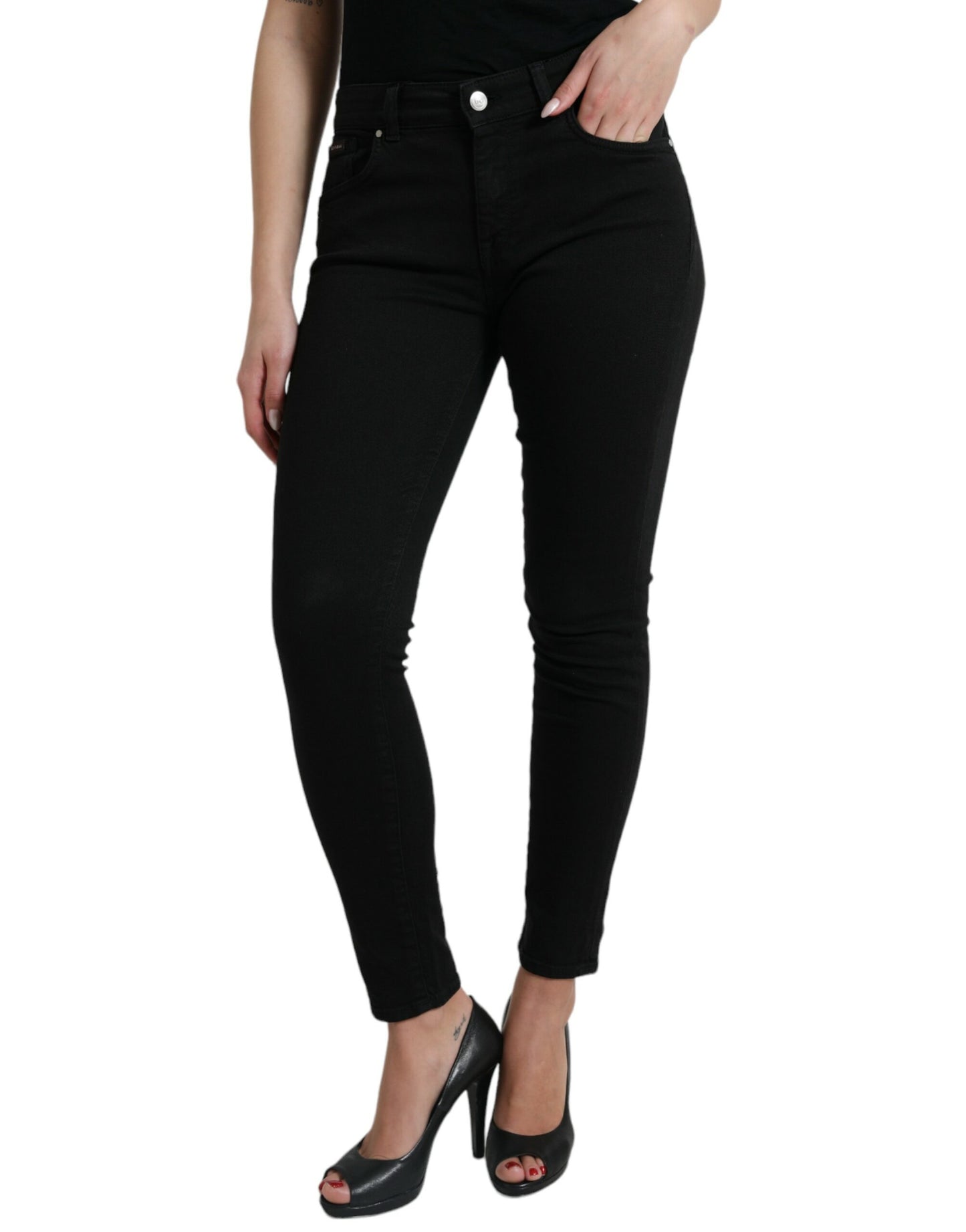 Dolce &amp; Gabbana Chic black mid-rise stretch jeans