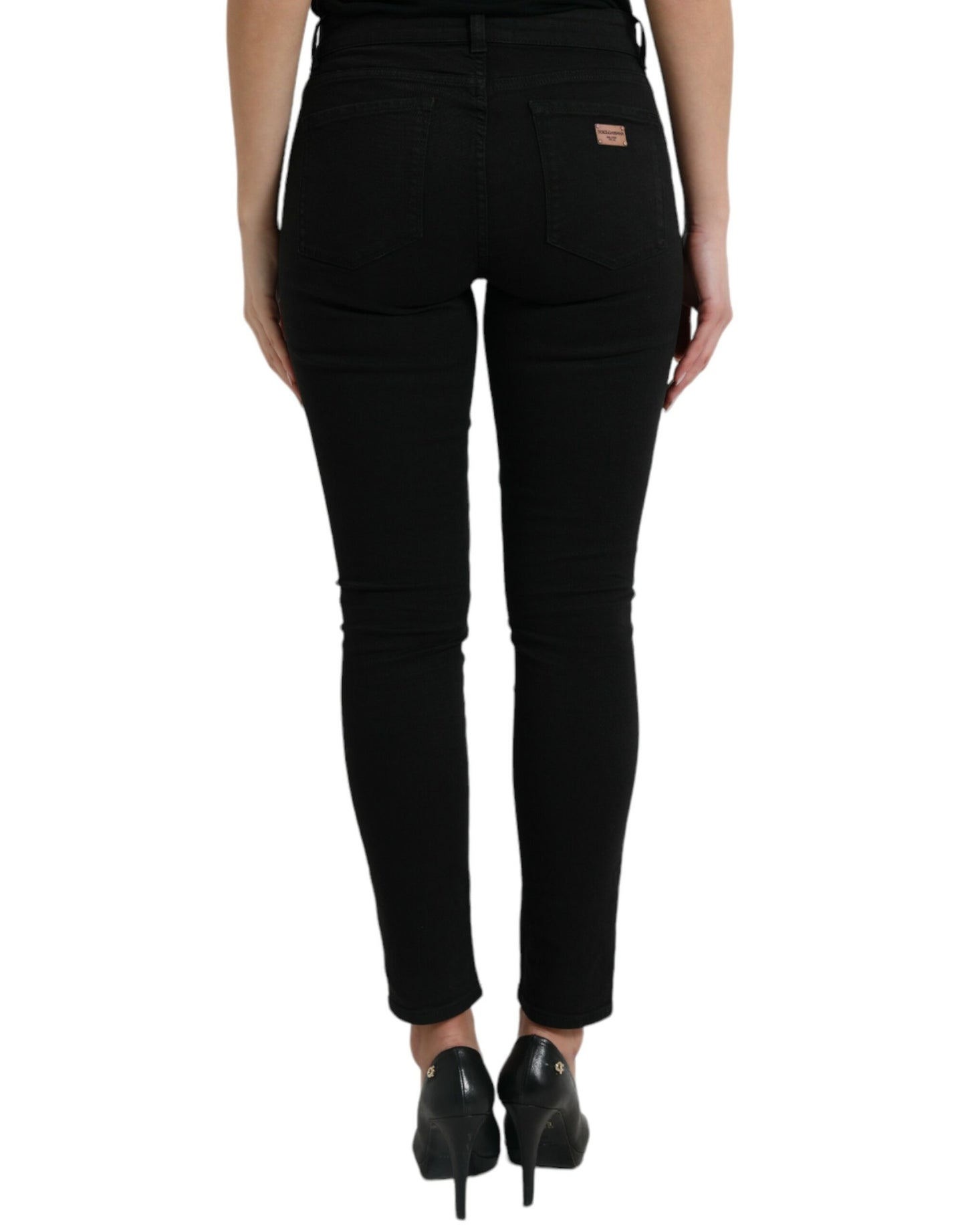 Dolce &amp; Gabbana Chic black mid-rise stretch jeans