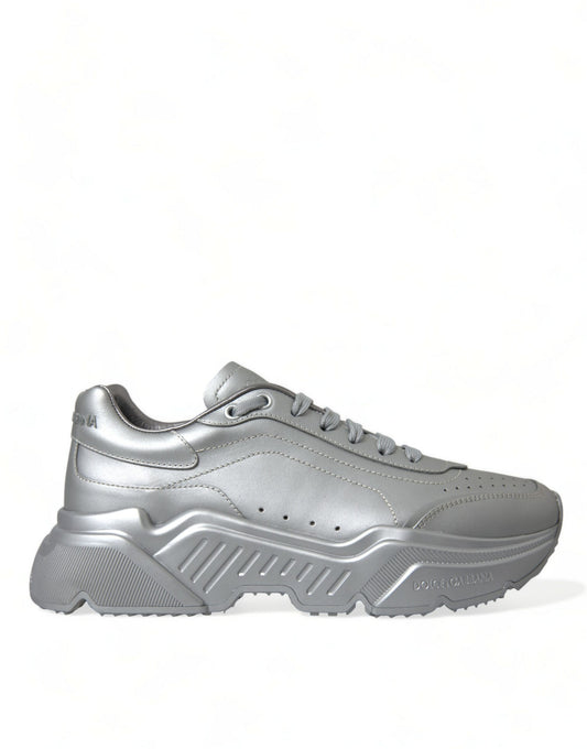 Dolce &amp; Gabbana Elegant sneakers in silver calfskin