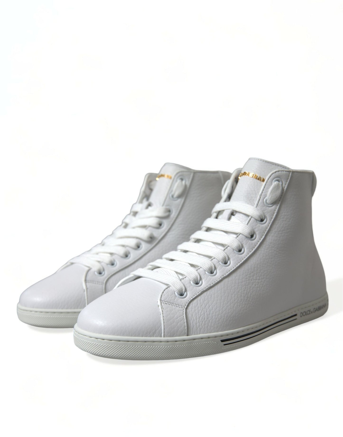 Dolce &amp; Gabbana Elegant white leather high-top sneakers