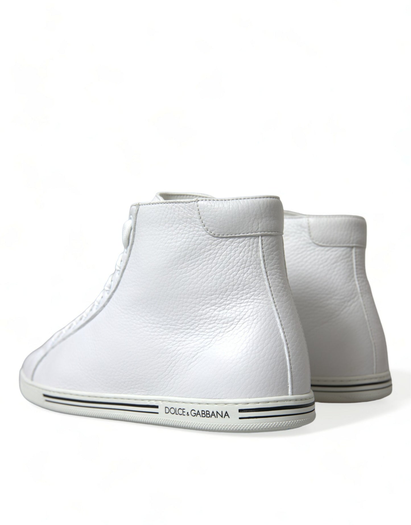 Dolce &amp; Gabbana Elegant white leather high-top sneakers