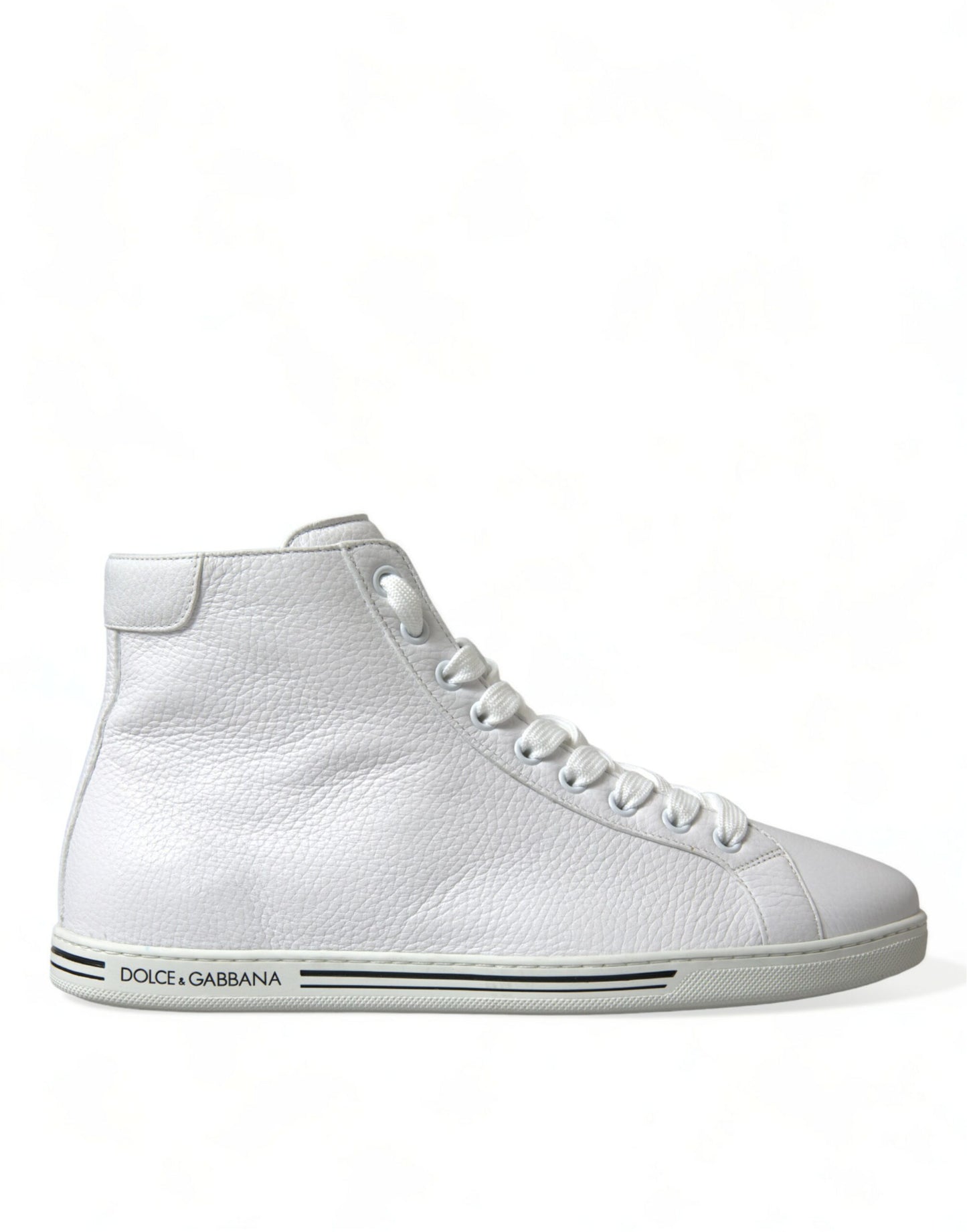 Dolce &amp; Gabbana Elegant white leather high-top sneakers