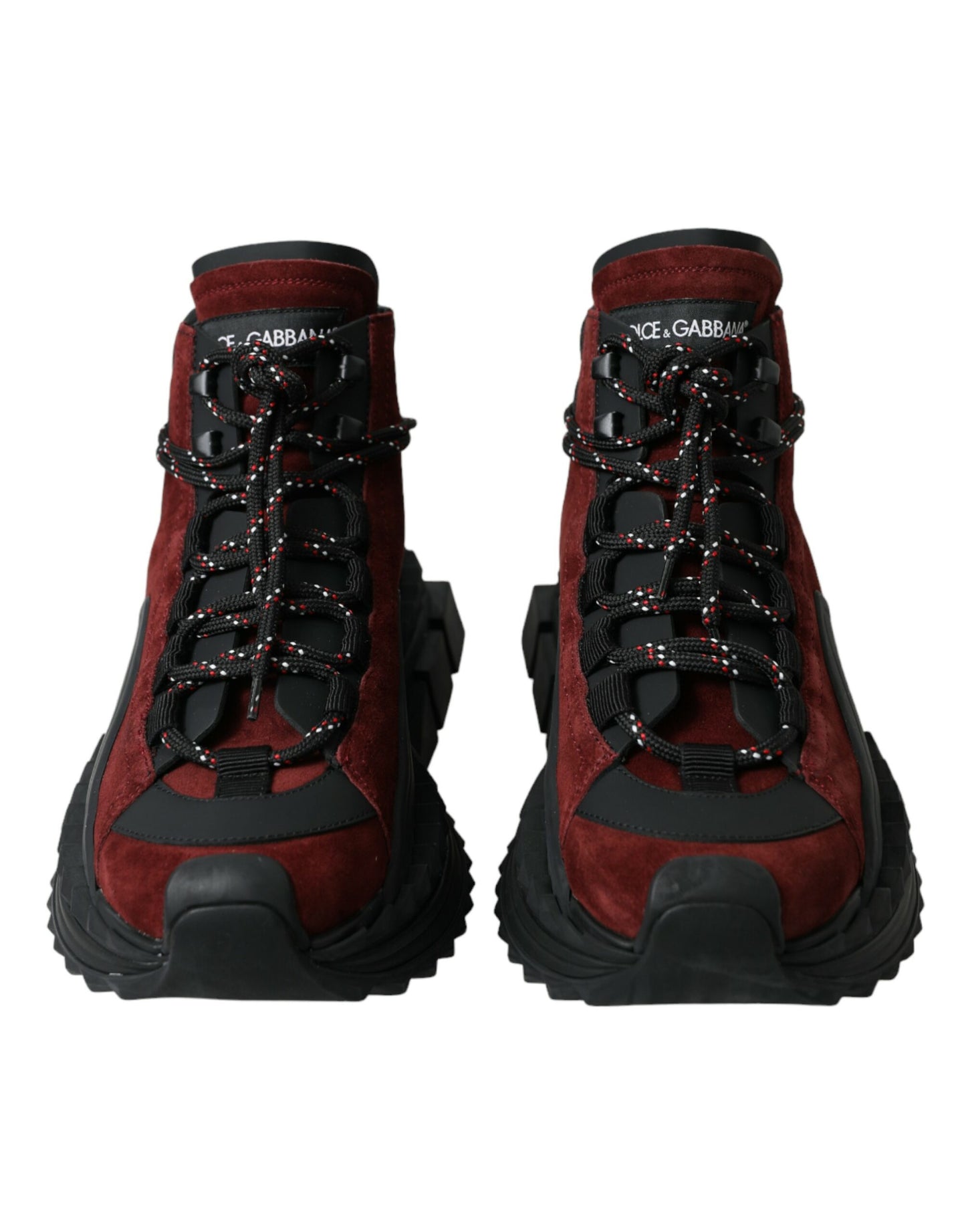 Dolce &amp; Gabbana Burgundy Leather High Top Sneakers