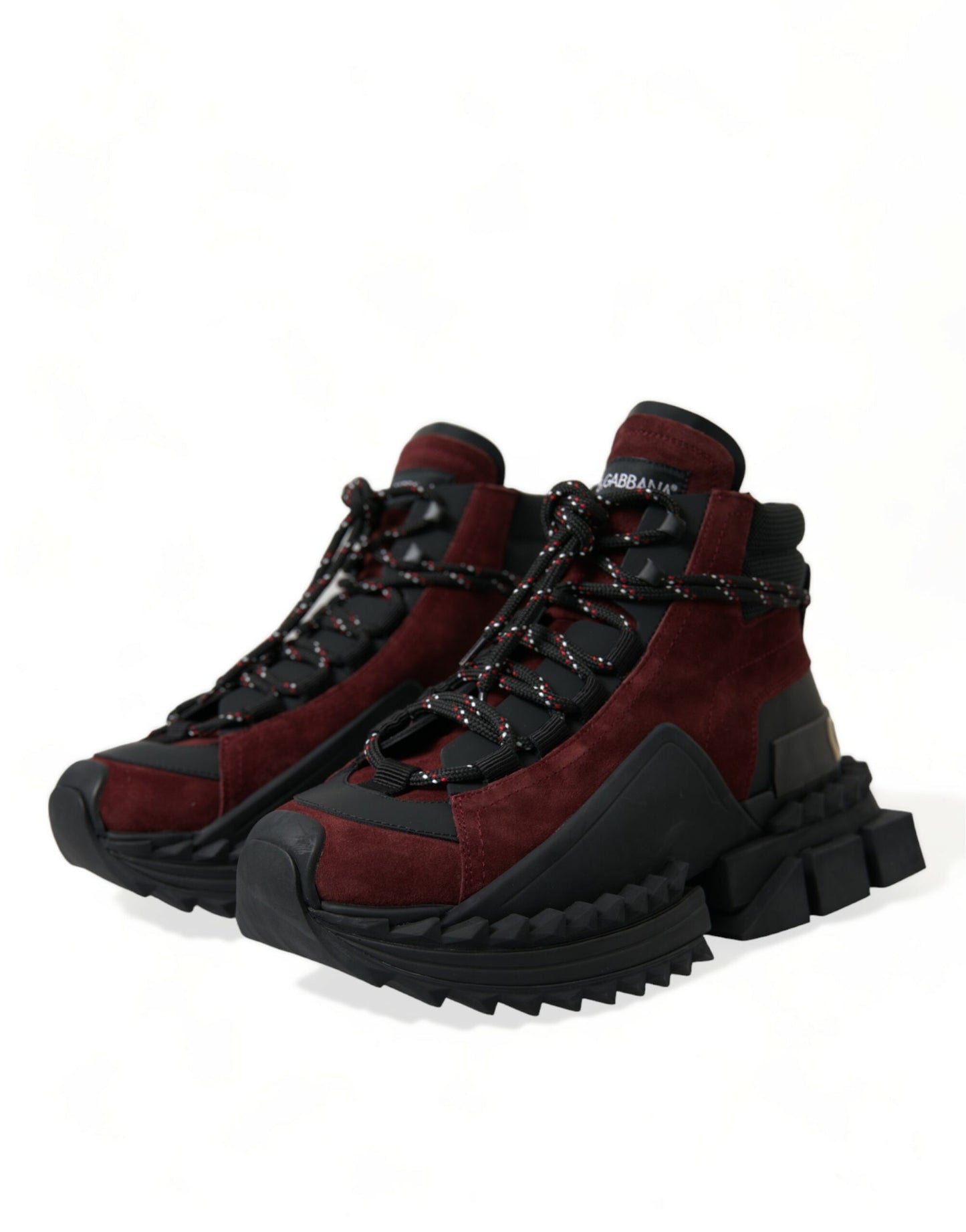 Dolce &amp; Gabbana Burgundy Leather High Top Sneakers