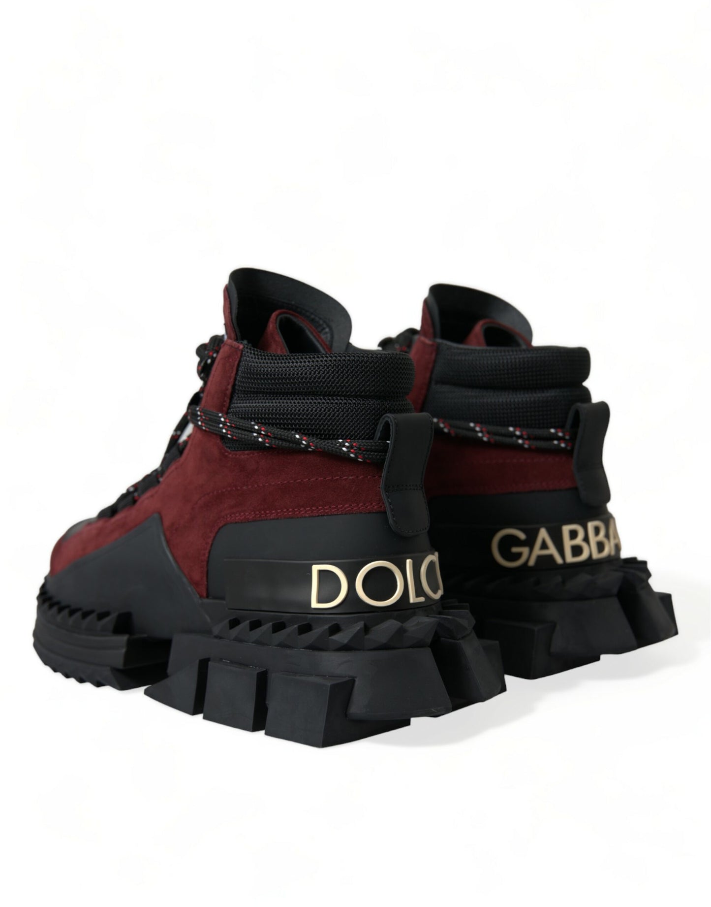 Dolce &amp; Gabbana Burgundy Leather High Top Sneakers