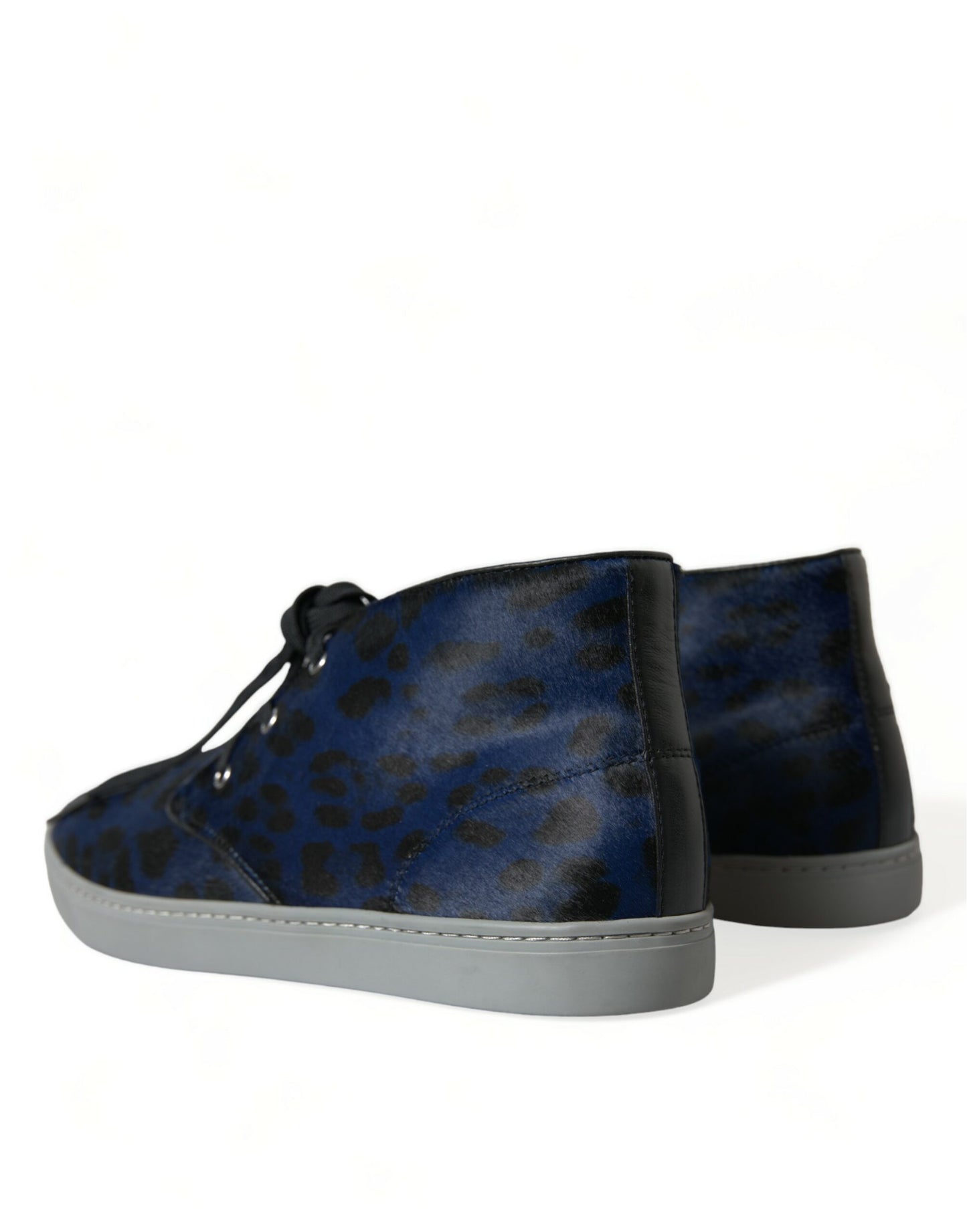 Dolce & Gabbana Schicke blaue Mid-Top-Sneakers mit Leopardenmuster