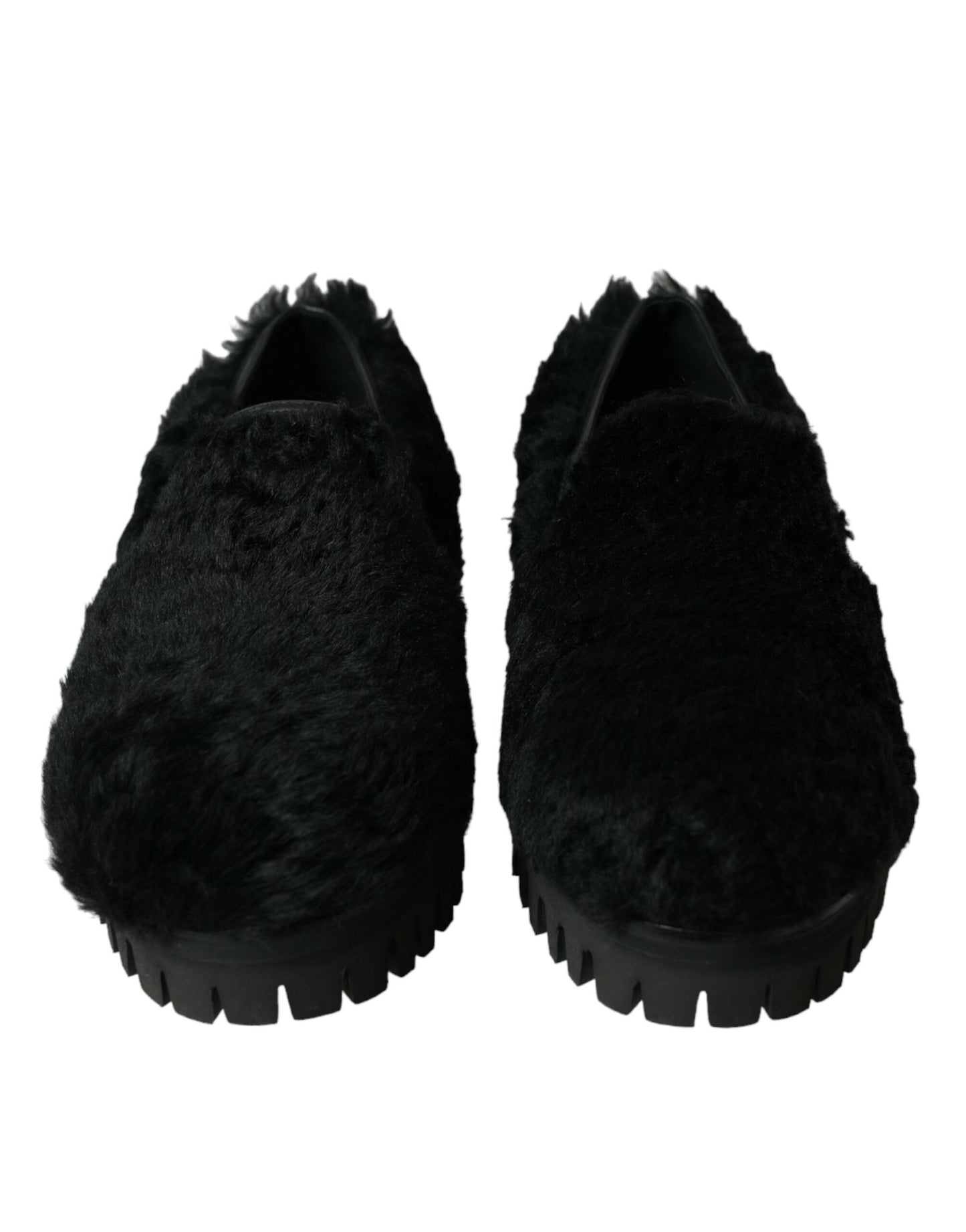 Dolce &amp; Gabbana Elegant Black Fur Slippers for Men