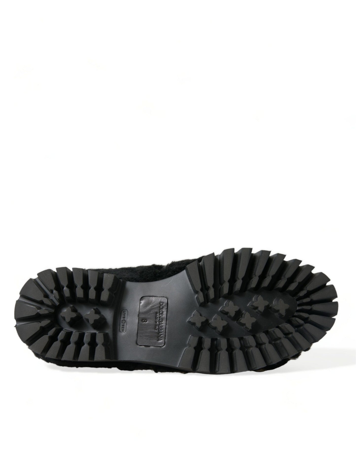 Dolce &amp; Gabbana Elegant Black Fur Slippers for Men