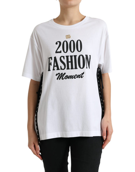 Dolce &amp; Gabbana Elegant white cotton t-shirt with lacing