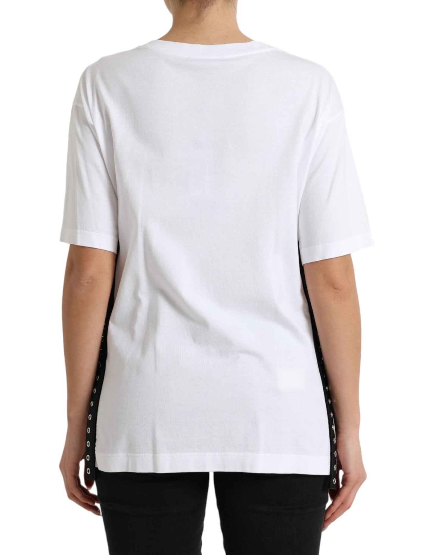 Dolce &amp; Gabbana Elegant white cotton t-shirt with lacing