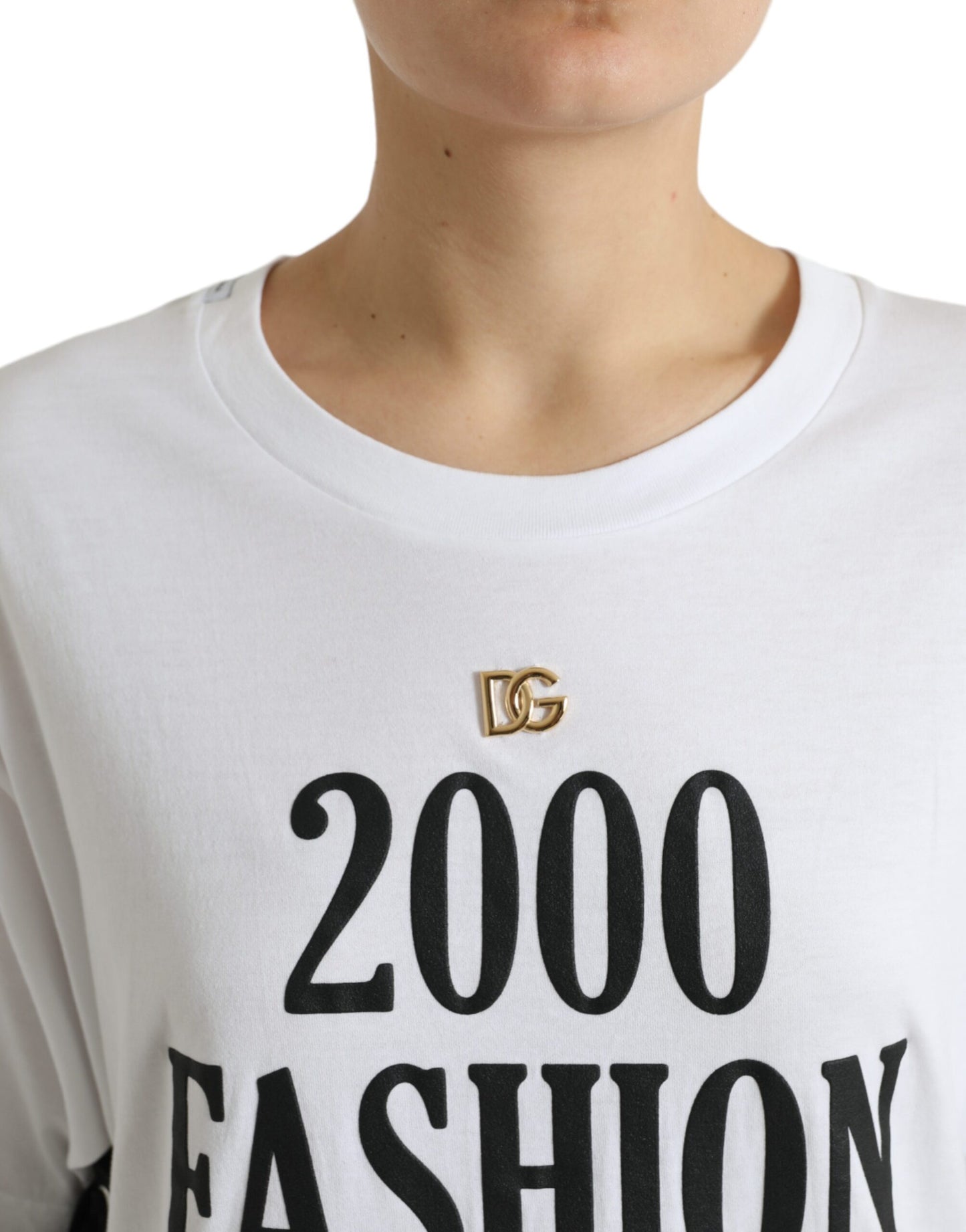 Dolce &amp; Gabbana Elegant white cotton t-shirt with lacing