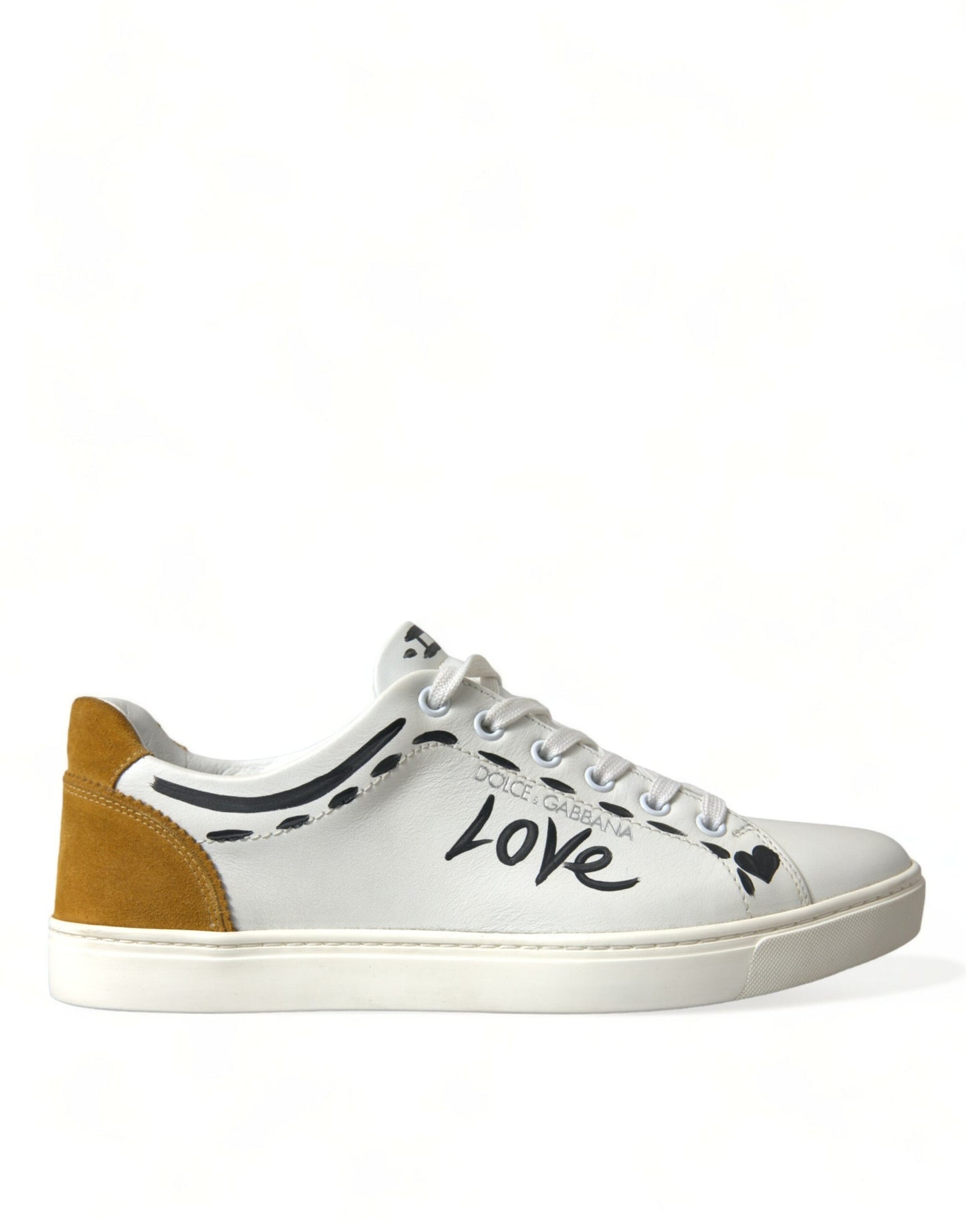 Dolce &amp; Gabbana Smooth white low-top leather sneakers