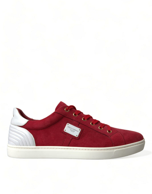 Dolce & Gabbana Elegante rot-weiße Low-Top-Sneakers