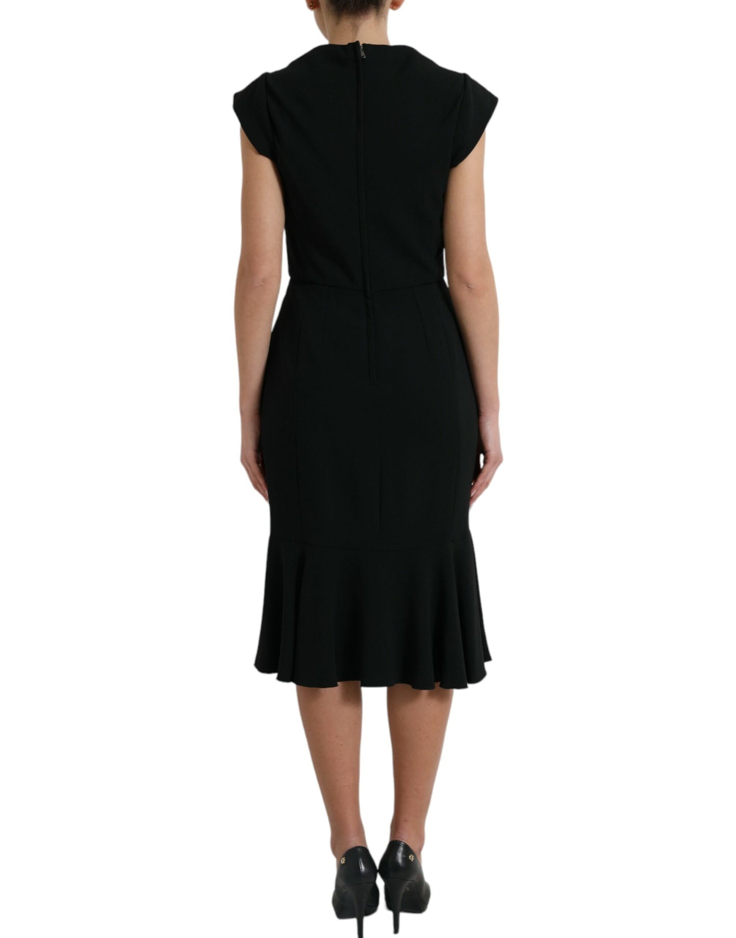 Dolce & Gabbana Elegantes Schwarzes Midikleid aus Stretch-Cady