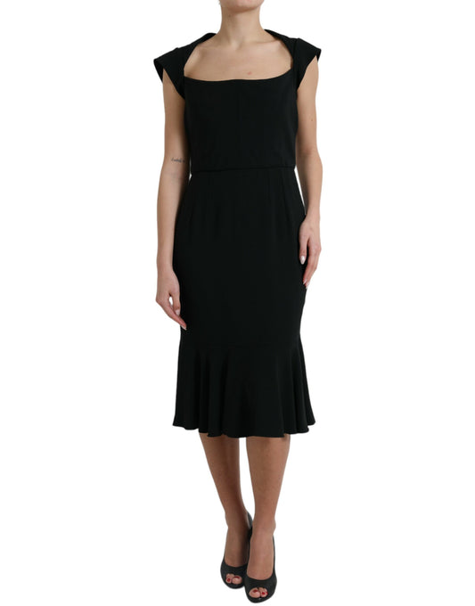 Dolce & Gabbana Elegantes Schwarzes Midikleid aus Stretch-Cady