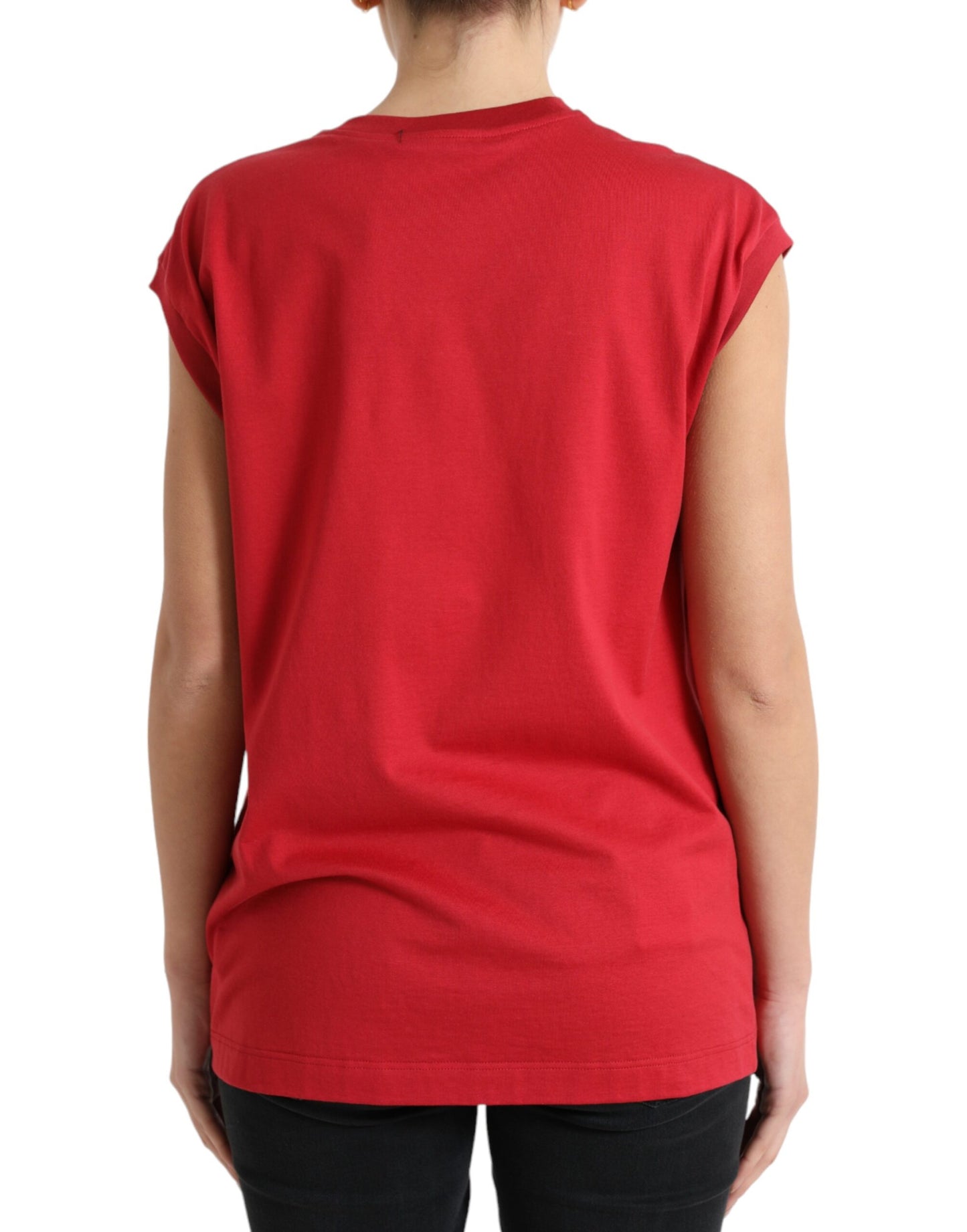 Dolce &amp; Gabbana Elegant red cotton round neck tank top