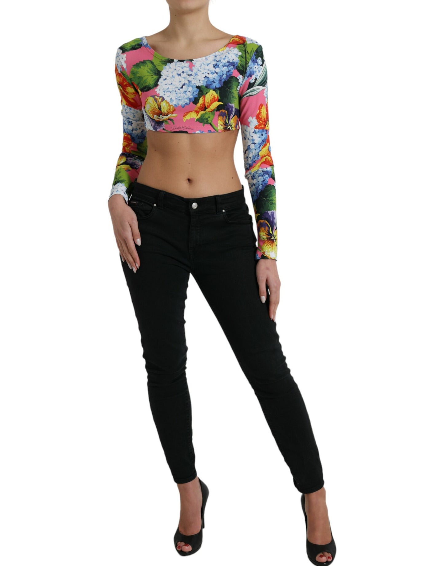 Dolce &amp; Gabbana cropped blouse with floral elegance