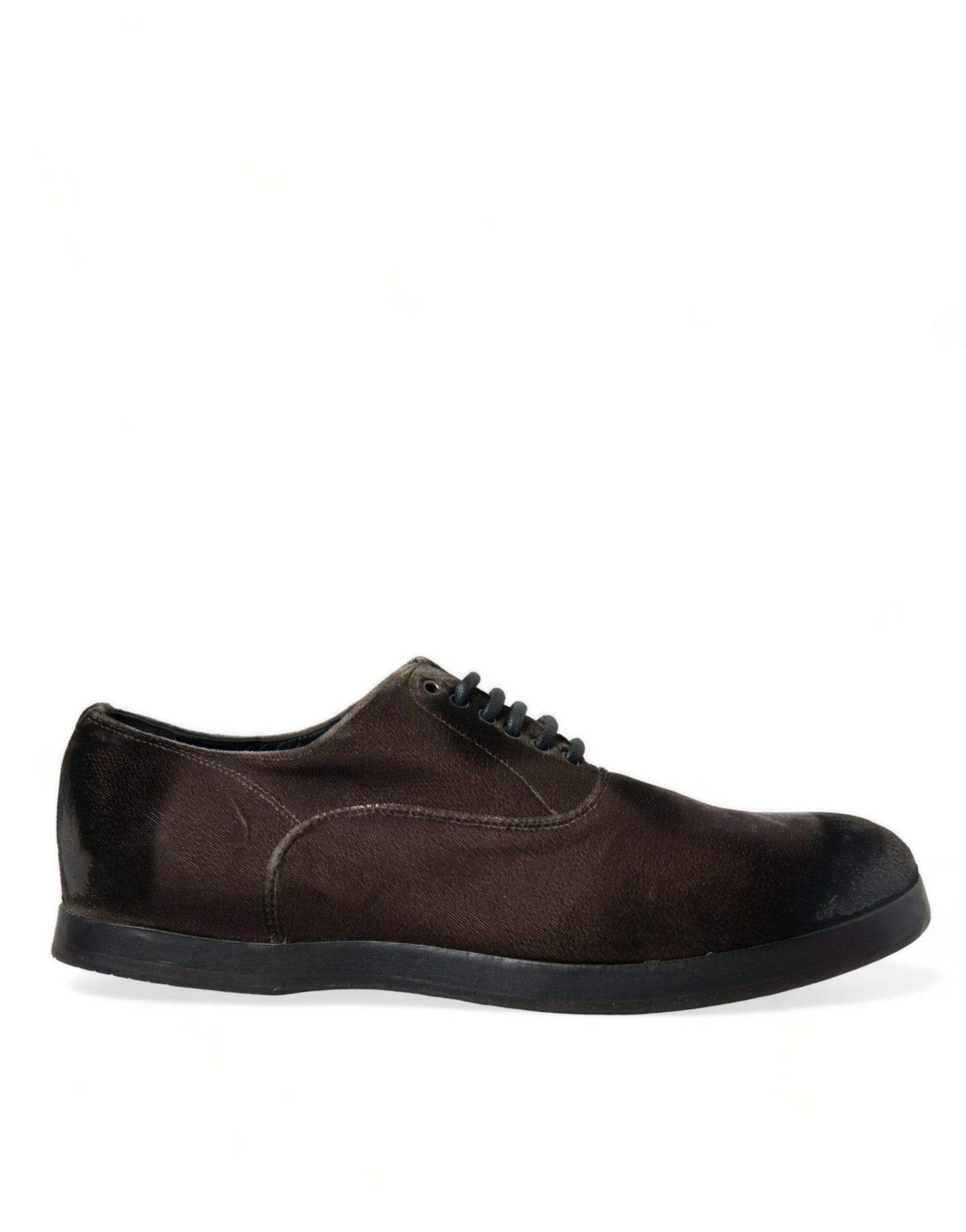 Dolce &amp; Gabbana Elegant Brown Velvet Oxford Lace-Up Shoes