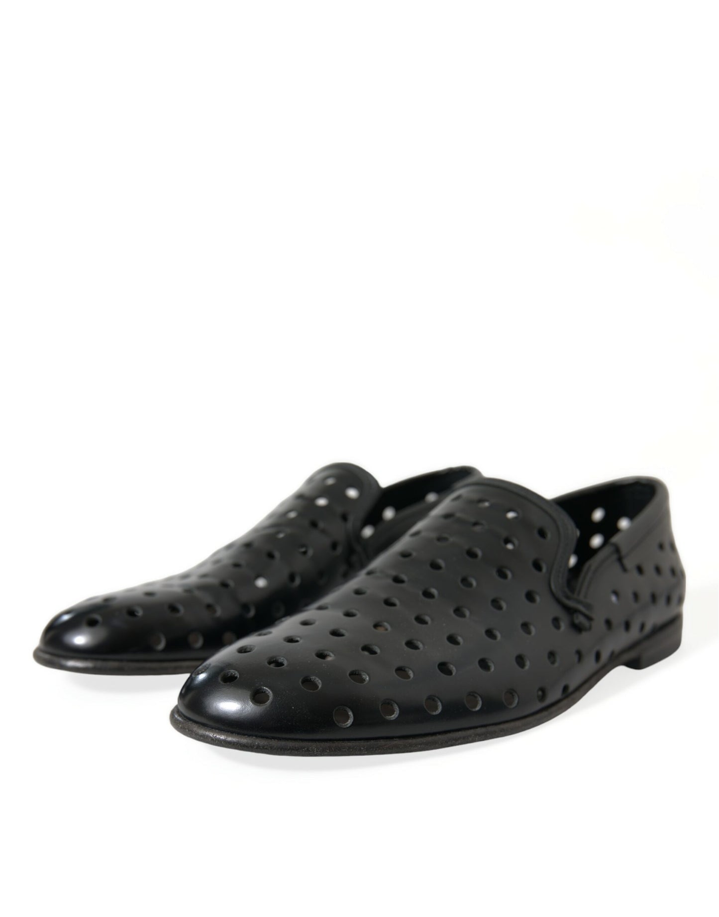 Dolce &amp; Gabbana Elegant loafers in black leather with perforation