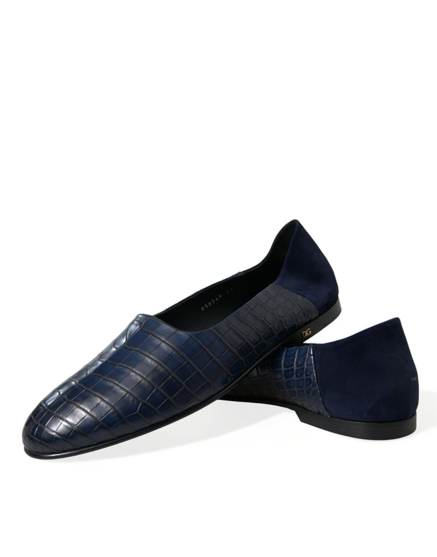 Dolce &amp; Gabbana Elegant blue crocodile leather loafers