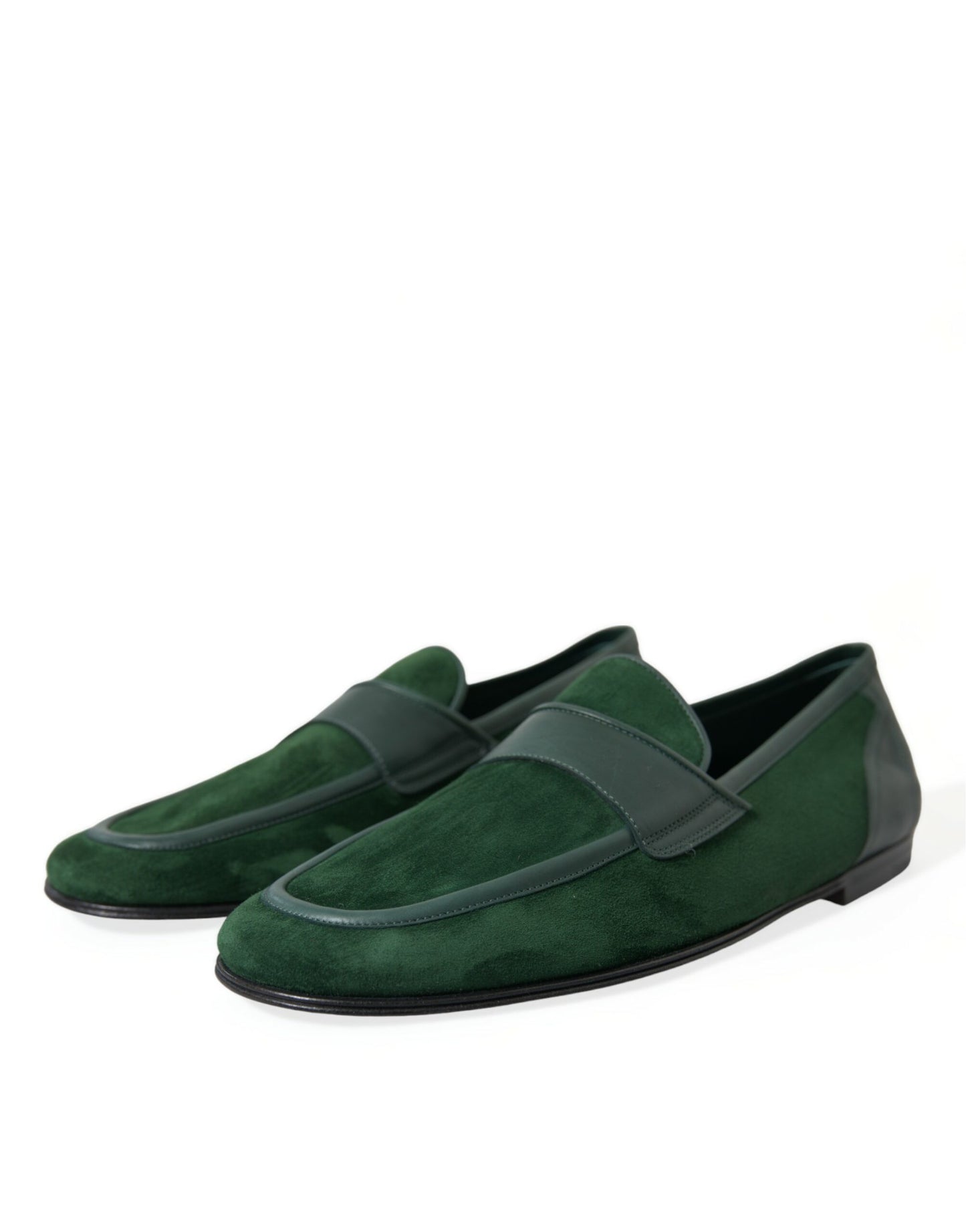 Dolce &amp; Gabbana Emerald Green Velvet Loafers for Men