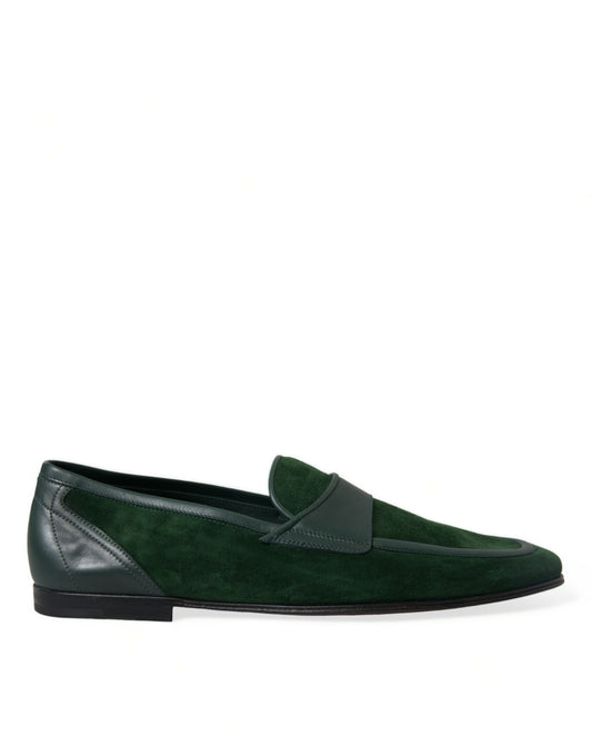 Dolce &amp; Gabbana Emerald Green Velvet Loafers for Men