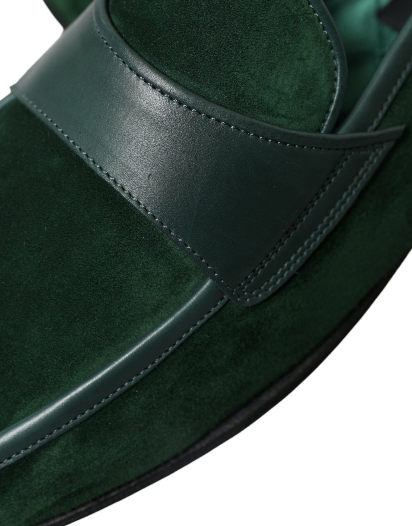 Dolce &amp; Gabbana Emerald Green Velvet Loafers for Men