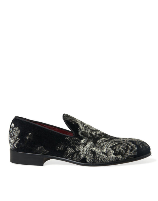 Dolce &amp; Gabbana Elegant velvet loafers with floral pattern