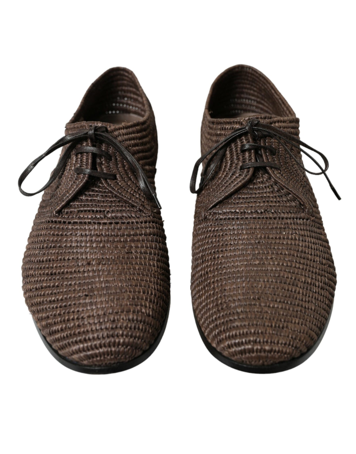 Dolce &amp; Gabbana Elegant Derby Shoes with Raffia Upper - Lace-up Shoes in Brown